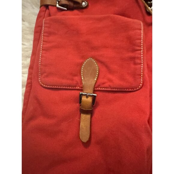 Vintage Ralph Lauren Cotton and Leather Red Backpack Shoulder Bag-AS IS main image 5